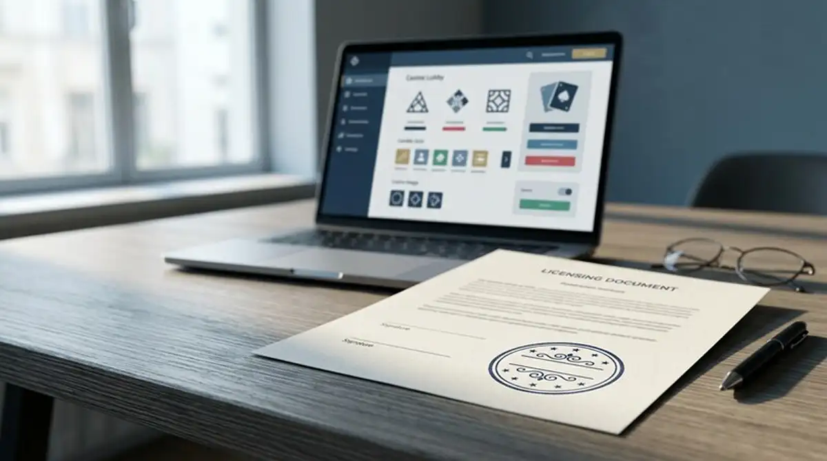 Licensdokument og laptop der illustrerer casino uden rofus 2026